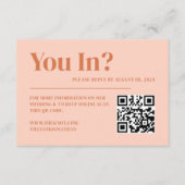 Boho Retro Perzik Sinaasappel Bruiloft Website Informatiekaartje (Voorkant)