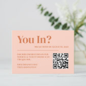 Boho Retro Perzik Sinaasappel Bruiloft Website Informatiekaartje (Staand voorkant)