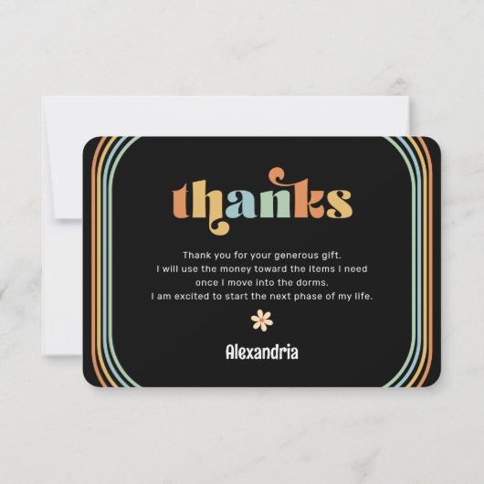 Boho Retro Photo Afstuderen Bedankkaart (Achterkant)