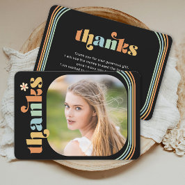 Boho Retro Photo Afstuderen Bedankkaart