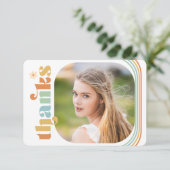 Boho Retro Photo Afstuderen Bedankkaart (Staand voorkant)