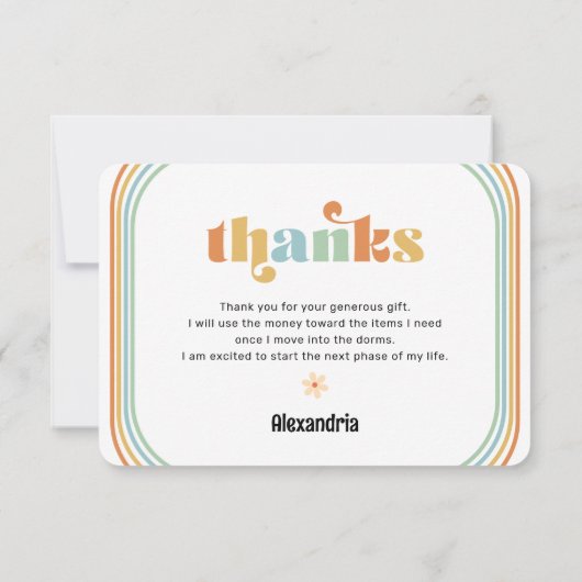 Boho Retro Photo Afstuderen Bedankkaart (Achterkant)