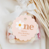 Boho Retro Pink One Daisy Eerste Verjaardag Bedankjes Labels