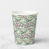 Boho Retro Pink Sage Floral Baby shower Papieren Bekers (Achterkant)
