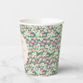 Boho Retro Pink Sage Floral Baby shower Papieren Bekers (Links)