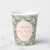 Boho Retro Pink Sage Floral Baby shower Papieren Bekers (Voorkant)