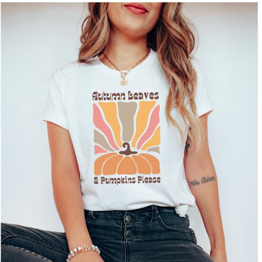 Boho Retro Pompoen en Herfst Seizoen Quote T-shirt
