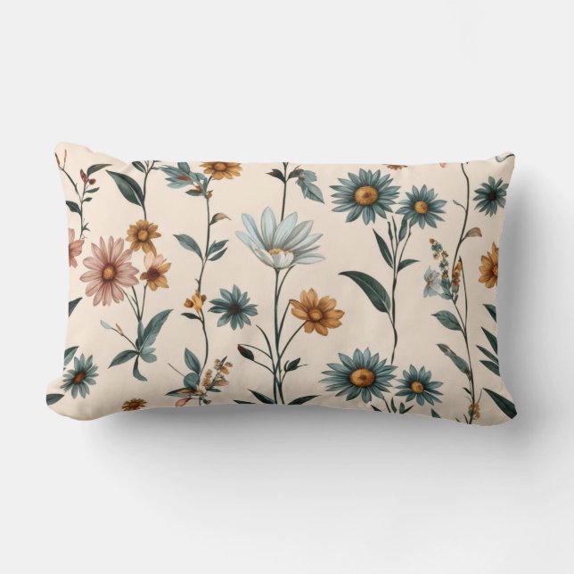 Boho Retro  Preppy Esthetisch Bloemenpatroon Kussen (Voorkant)