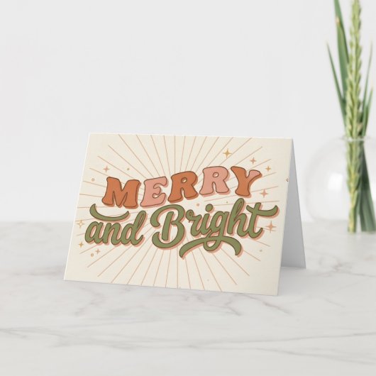 Boho Retro Prettig en Helder Kerstmis Feestdagen Kaart (Voorkant)