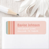 Boho Retro Rainbow Birthday Party Return Address Etiket (Insitu)