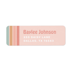 Boho Retro Rainbow Birthday Party Return Address Etiket