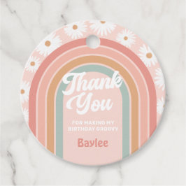 Boho Retro Rainbow Daisy Birthday Party Bedankjes Labels