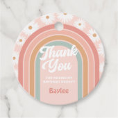Boho Retro Rainbow Daisy Birthday Party Bedankjes Labels (Voorkant)