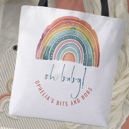 Boho Retro Rainbow Naam Script Oh Baby Tote Bag