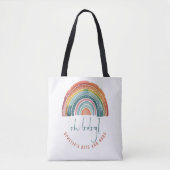 Boho Retro Rainbow Naam Script Oh Baby Tote Bag (Voorkant)