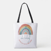 Boho Retro Rainbow Naam Script Oh Baby Tote Bag (Achterkant)