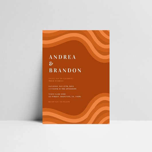 Boho Retro Rainbow QR Code RSVP All in One Weddens Kaart