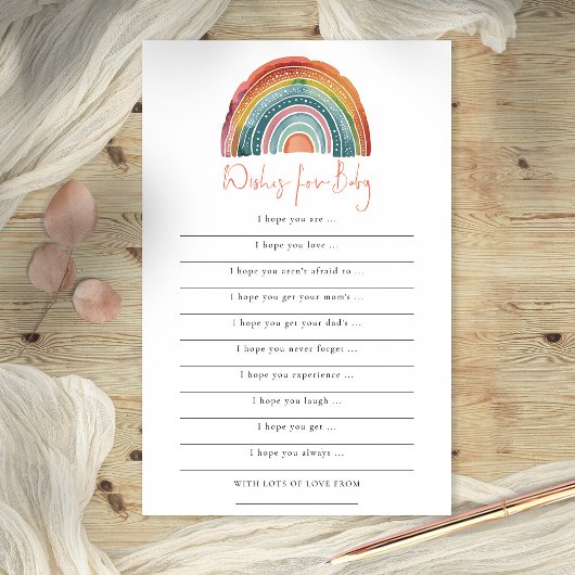 Boho Retro Rainbow Wishes voor Baby shower Game Flyer