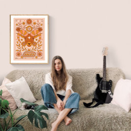 Boho Retro Ram Zodiac Poster