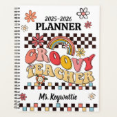 Boho retro regenbogen groovy leraar planner school (Voorkant)