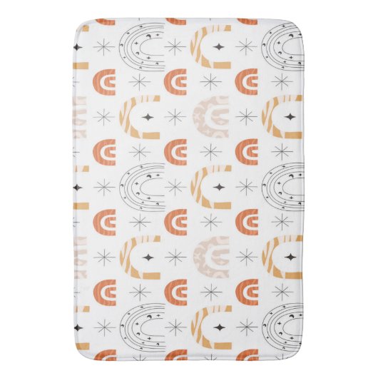 Boho retro regenbooglijnstraalsterren badmat (Voorkant Verticaal)