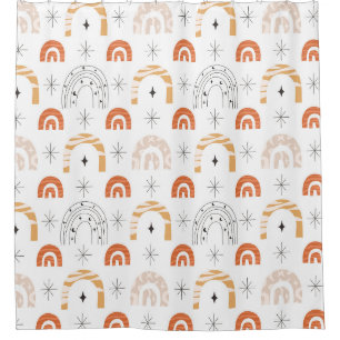 Boho retro regenbooglijnstraalsterren douchegordijn