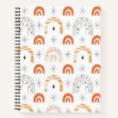Boho retro regenbooglijnstraalsterren notitieboek (Voorkant)