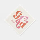 Boho Retro Roze en Oranje Afstuderen servetten (Hoek)