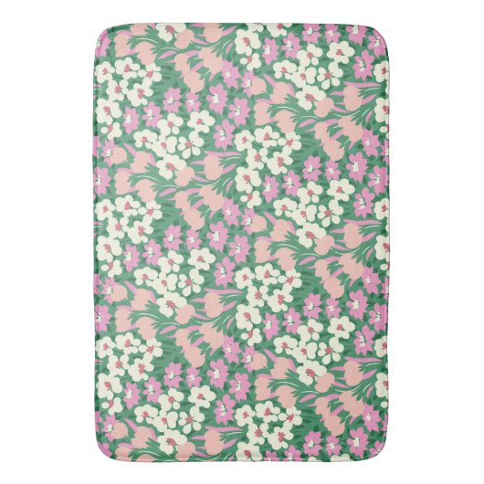 Boho Retro Roze en Wijze Schattigee Bloemen Badmat (Voorkant Verticaal)