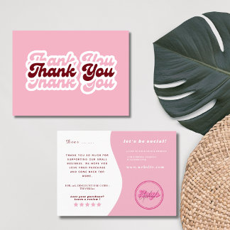 Boho Retro Roze Winkelen Kleine Branding Dank u Visitekaartje