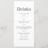Boho Retro Sage Green Wedding Drinks Menu (Voorkant)