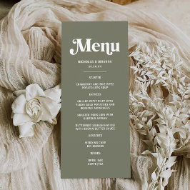 Boho Retro Sage Groene Bruiloft Menu