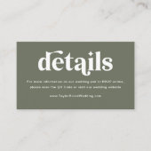 Boho Retro Sage Groene Bruiloft Website Informatiekaartje (Voorkant)