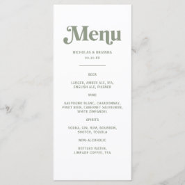 Boho Retro Salie Groene Trouw Dranken Menu