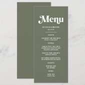 Boho Retro Salie Groene Trouwdag Menu (Voorkant / Achterkant)