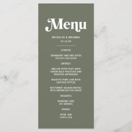 Boho Retro Salie Groene Trouwdag Menu
