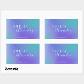 Boho Retro Script Abstract Verlopen Paars Blauw Rechthoekige Sticker (Vel)