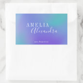Boho Retro Script Abstract Verlopen Paars Blauw Rechthoekige Sticker (Tas)
