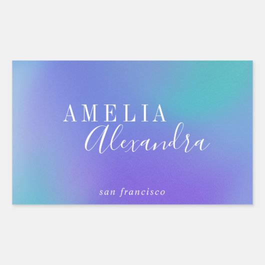 Boho Retro Script Abstract Verlopen Paars Blauw Rechthoekige Sticker (Voorkant)