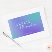 Boho Retro Script Abstract Verlopen Paars Blauw Rechthoekige Sticker (Envelop)