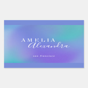 Boho Retro Script Abstract Verlopen Paars Blauw Rechthoekige Sticker