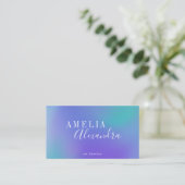 Boho Retro Script Abstract Verlopen Paars Blauw Visitekaartje (Staand voorkant)