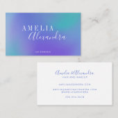 Boho Retro Script Abstract Verlopen Paars Blauw Visitekaartje (Voorkant / Achterkant)
