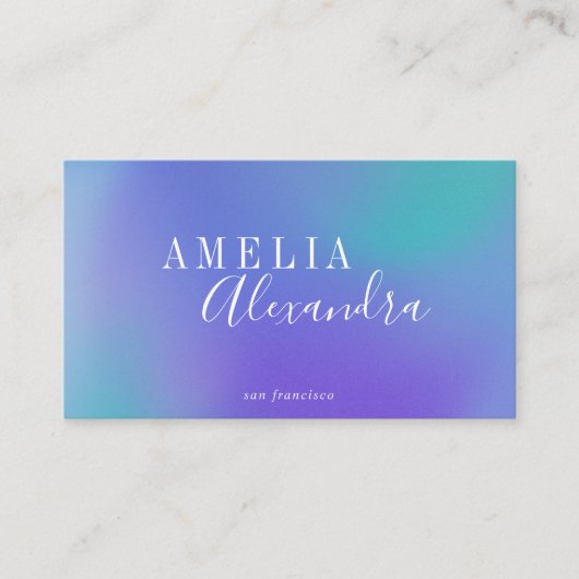 Boho Retro Script Abstract Verlopen Paars Blauw Visitekaartje (Voorkant)