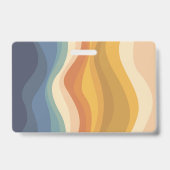 Boho Retro Script Abstract Wavy Lines Geel Blauw Badge (Achterkant)