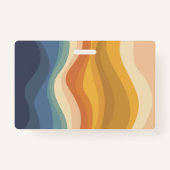 Boho Retro Script Abstract Wavy Lines Geel Blauw Badge (Achterkant)