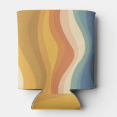 Boho Retro Script Abstract Wavy Lines Geel Blauw Blikjeskoeler (Achterkant)