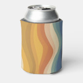 Boho Retro Script Abstract Wavy Lines Geel Blauw Blikjeskoeler (Blikje Achterkant)