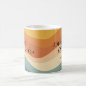 Boho Retro Script Abstract Wavy Lines Geel Blauw Koffiemok (Center)