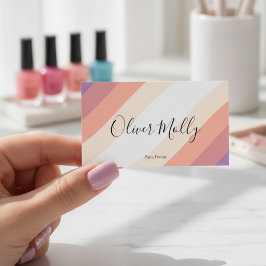 Boho Retro Script Abstract Wavy Lines Pastel Visitekaartje